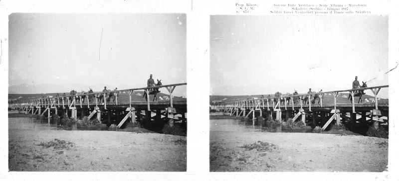 Serbia - Sakulevo - soldati greci - ponti - 1917 (positivo) di Marzocchi, Luigi (primo quarto XX)