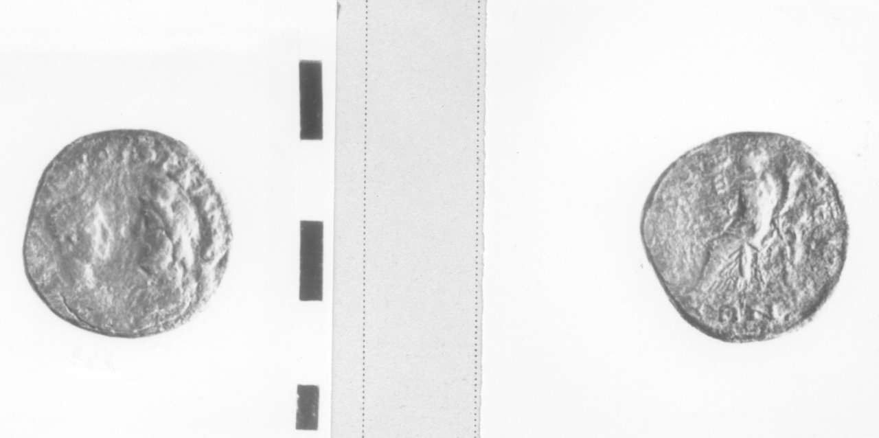 Teste affrontate di Gordiano III e Serapide/ Tiche seduta (moneta, 5 assaria) (III sec. d.C)