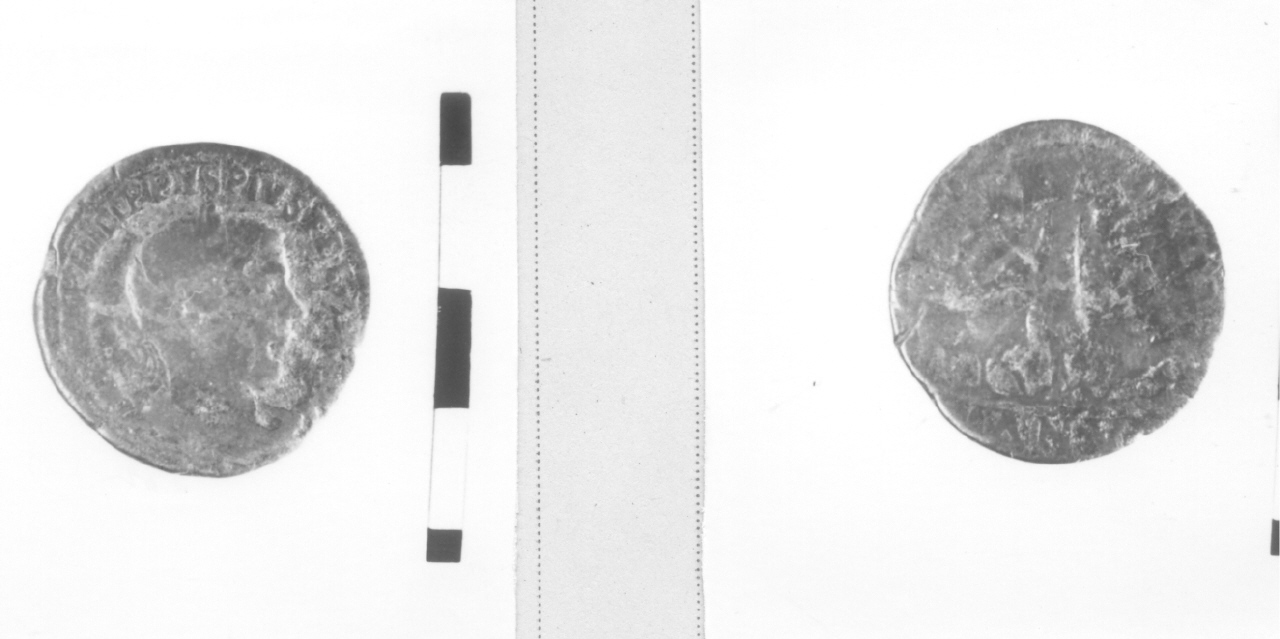 Busto laureato/ Mesia fra leone e toro (moneta, nominale incerto) (III sec. d.C)