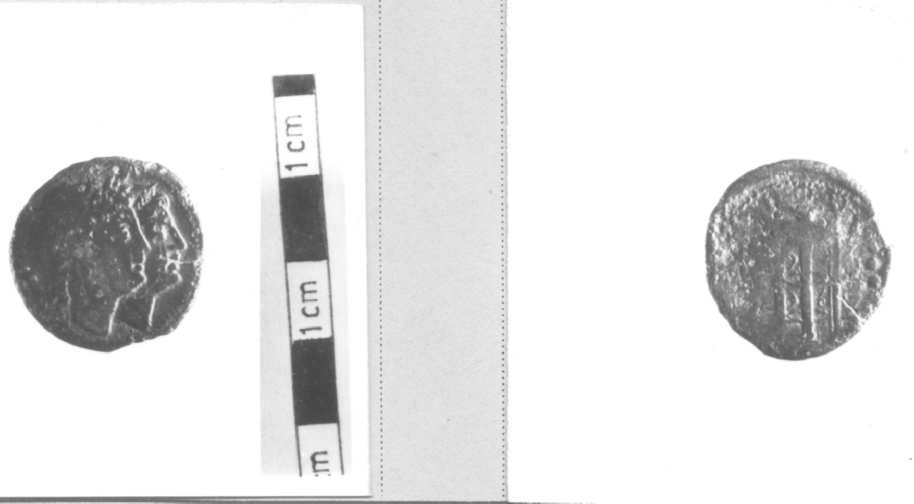 Teste di Apollo e Artemide/ Tripode (moneta, Tetrante) (III-I sec. a.C)