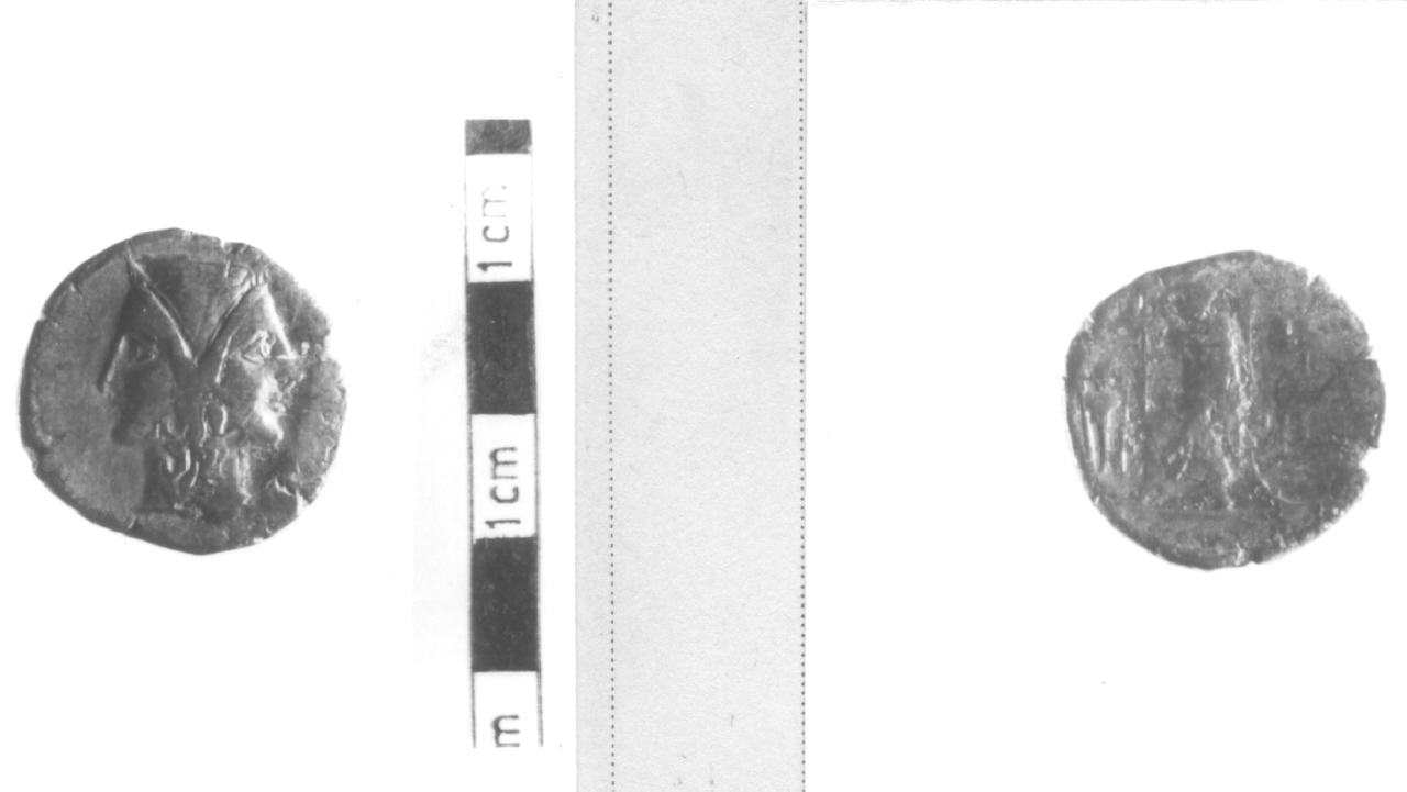 Testa femminile bifronte / Asclepio seduto (moneta, Pentoncia) (III-I sec. a.C)