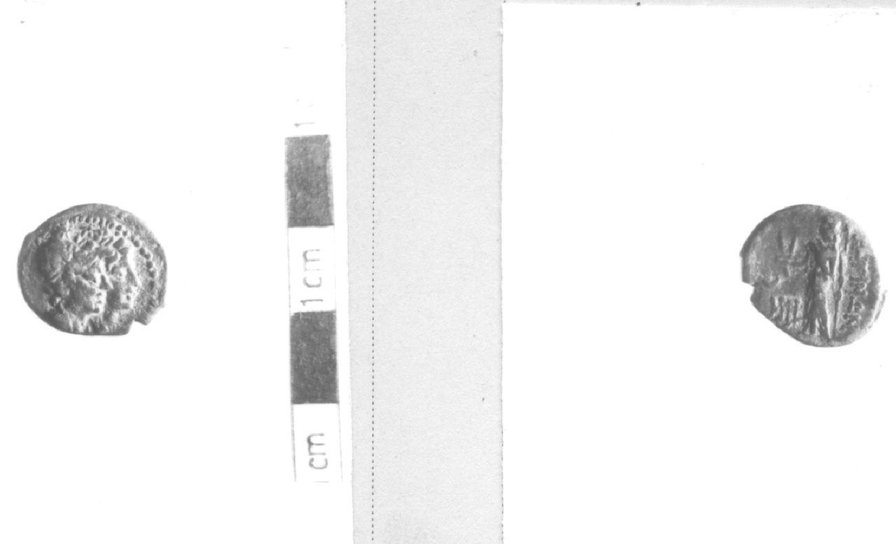 Teste dei Dioscuri / Demetra con spighe e torcia (moneta, tetrante) (III-I sec. a.C)