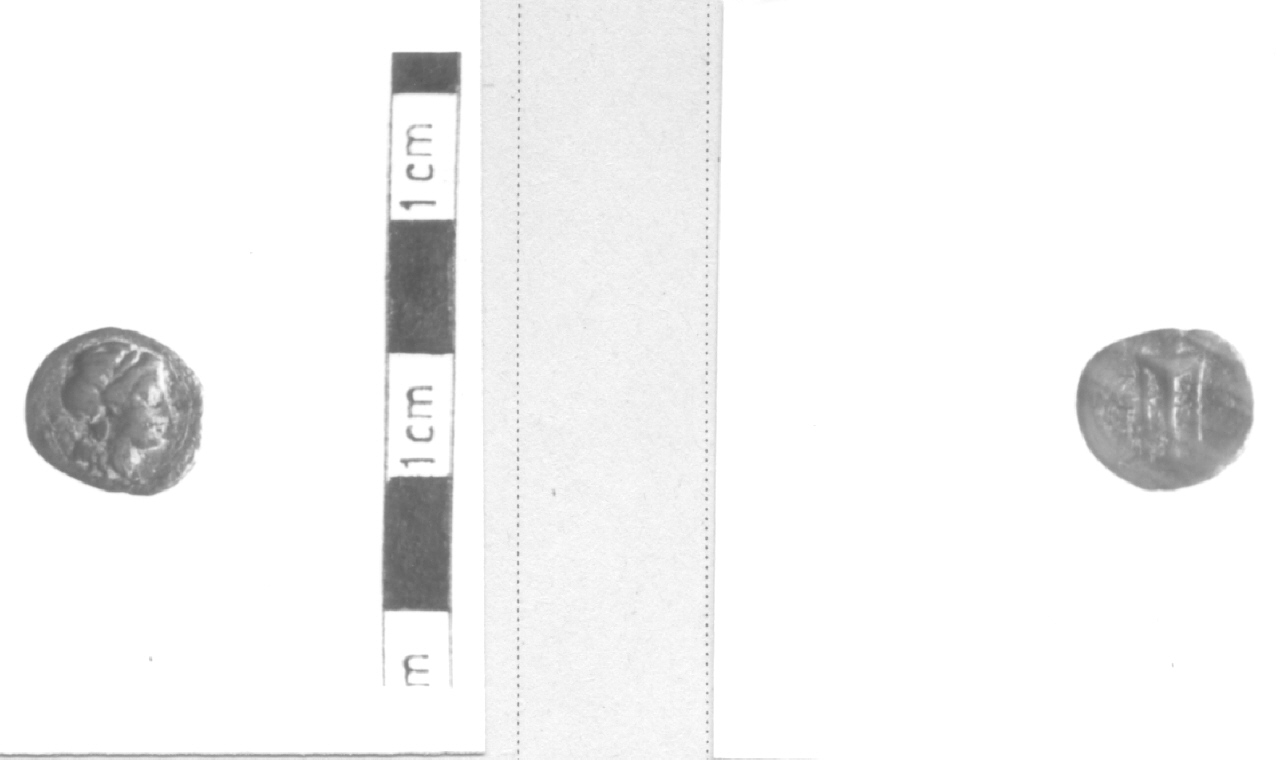 Testa laureata di Apollo / Tripode (moneta, nominale incerto) (III sec. a.C)
