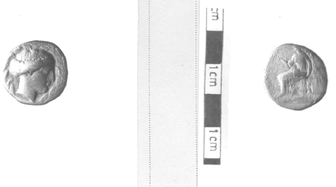 Testa di ninfa / Nike seduta (moneta, Statere) (V sec. a.C)
