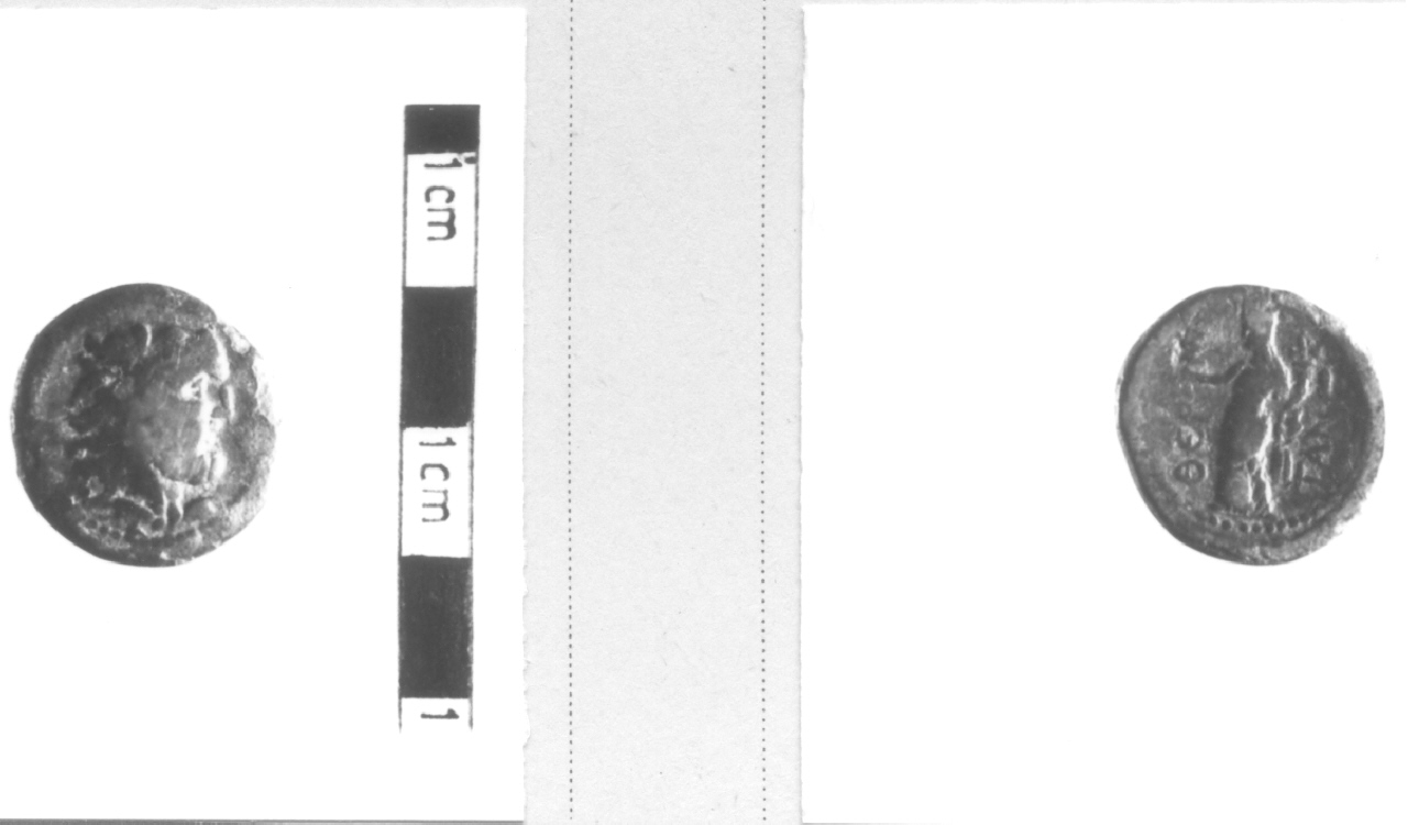 Testa di Eracle / Figura femminile turrita (moneta, nominale incerto) (III sec. a.C)