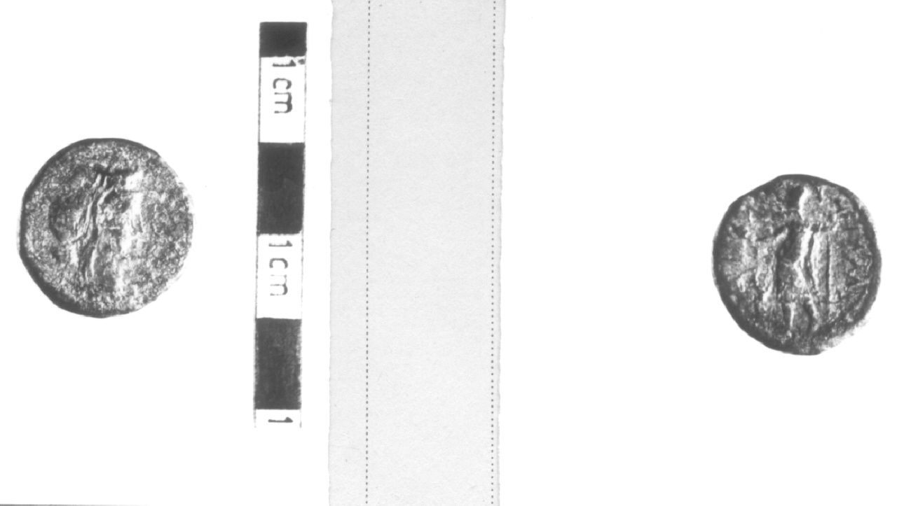 Busto femminile velato / Dioniso stante a sinistra e pantera (moneta, nominale incerto) (III sec. a.C)