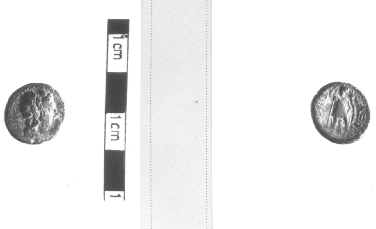 Testa di Dioniso / Guerriero stante di fronte (moneta, nominale incerto) (III sec. a.C)