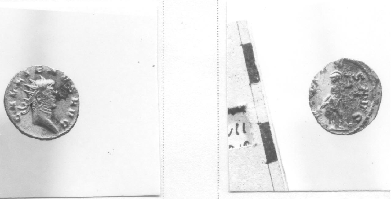 Testa radiata / Figura in abito militare (moneta, antoniniano) (III sec. d.C)