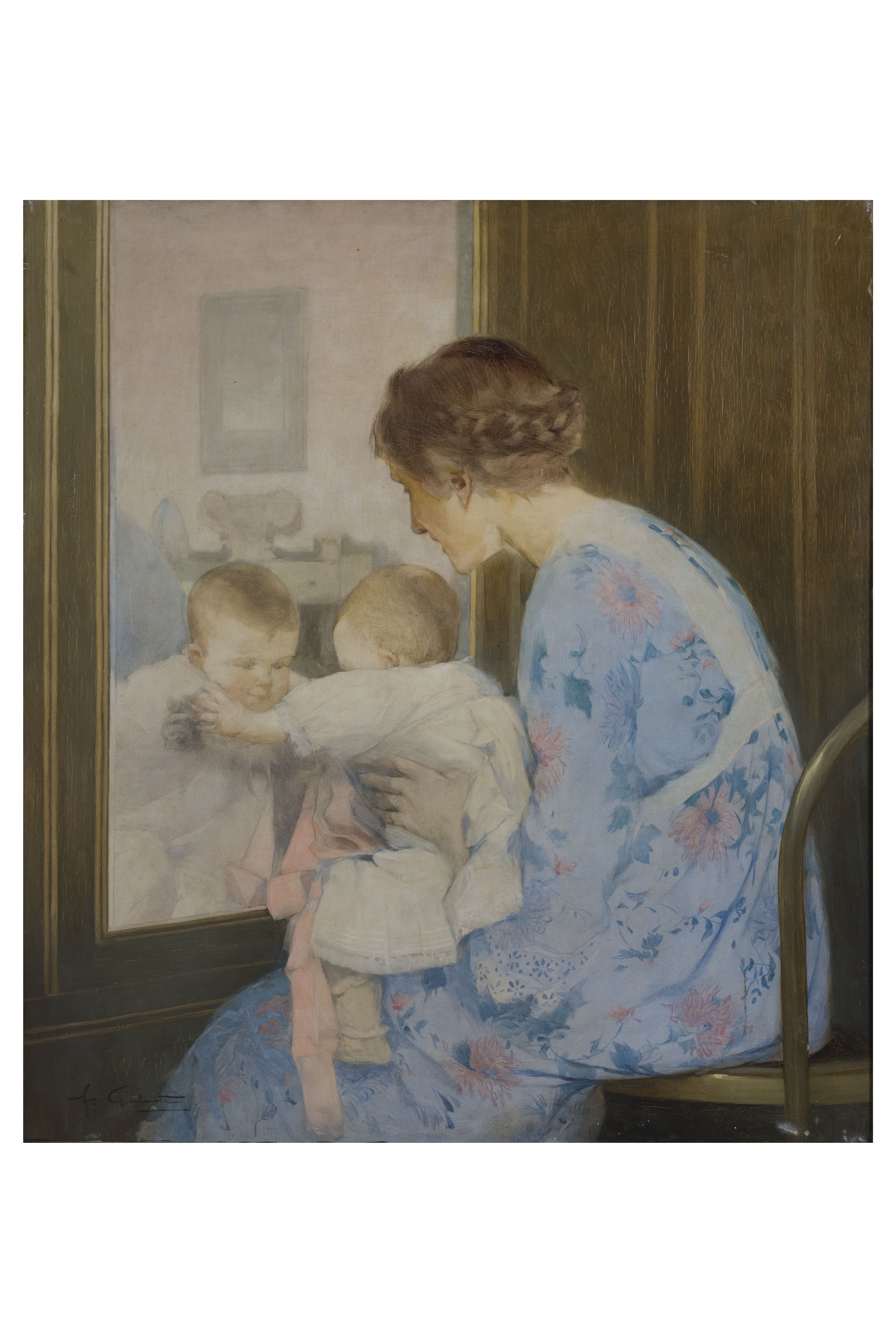 Attrazione, Figura di donna con bambino (dipinto, opera isolata) di Francesco Galante (attribuito) - ambito Italia meridionale (prima metà XX)