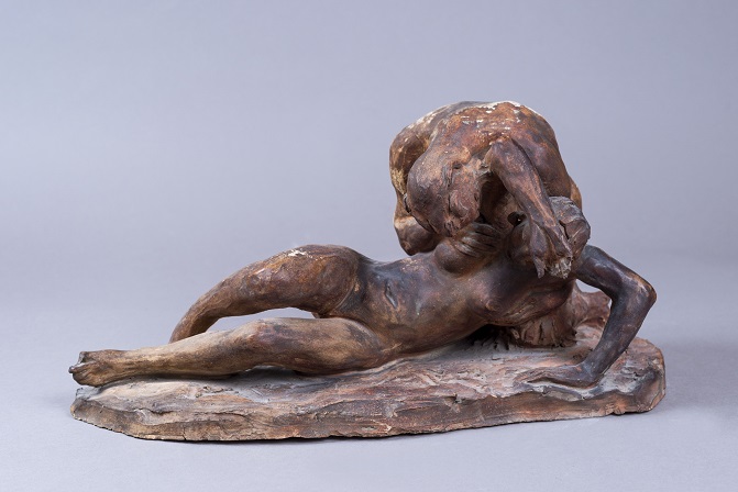 Il satiro e la vergine, figure mitologiche (scultura, opera isolata) di Gatto, Saverio (attribuito) - ambito campano (XX)