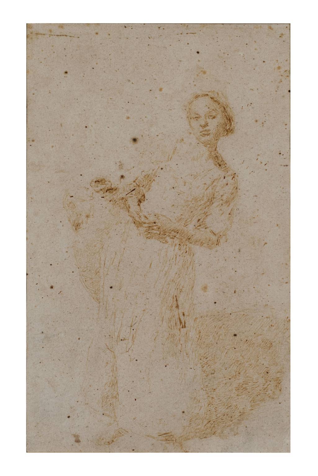 Popolana, Figura di donna (dipinto, opera isolata) di Gemito, Vincenzo (attribuito) - ambito Italia meridionale (ultimo quarto XIX)