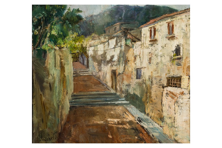Vicolo a Quisisana, Paesaggio (dipinto, opera isolata) di Gaetano Bocchetti (attribuito) - ambito Italia meridionale (prima metà XX)
