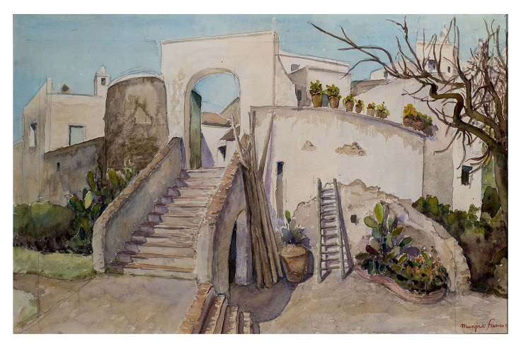 Poesia del bianco, Paesaggio (dipinto, opera isolata) di Franco, Manfredi (attribuito) (seconda metà XX)