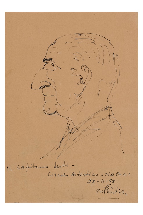 Il capitano Sesti, Caricatura (dipinto, opera isolata) di Plastina, Nicola (attribuito) - ambito Italia meridionale (seconda metà XX)