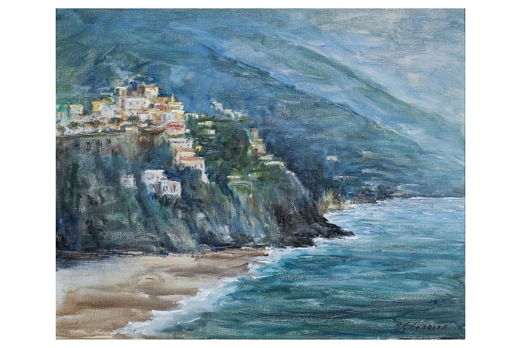 Marina, Paesaggio (dipinto, opera isolata) di Anton Giulio Cesareo (attribuito) - ambito Italia meridionale (seconda metà XX)