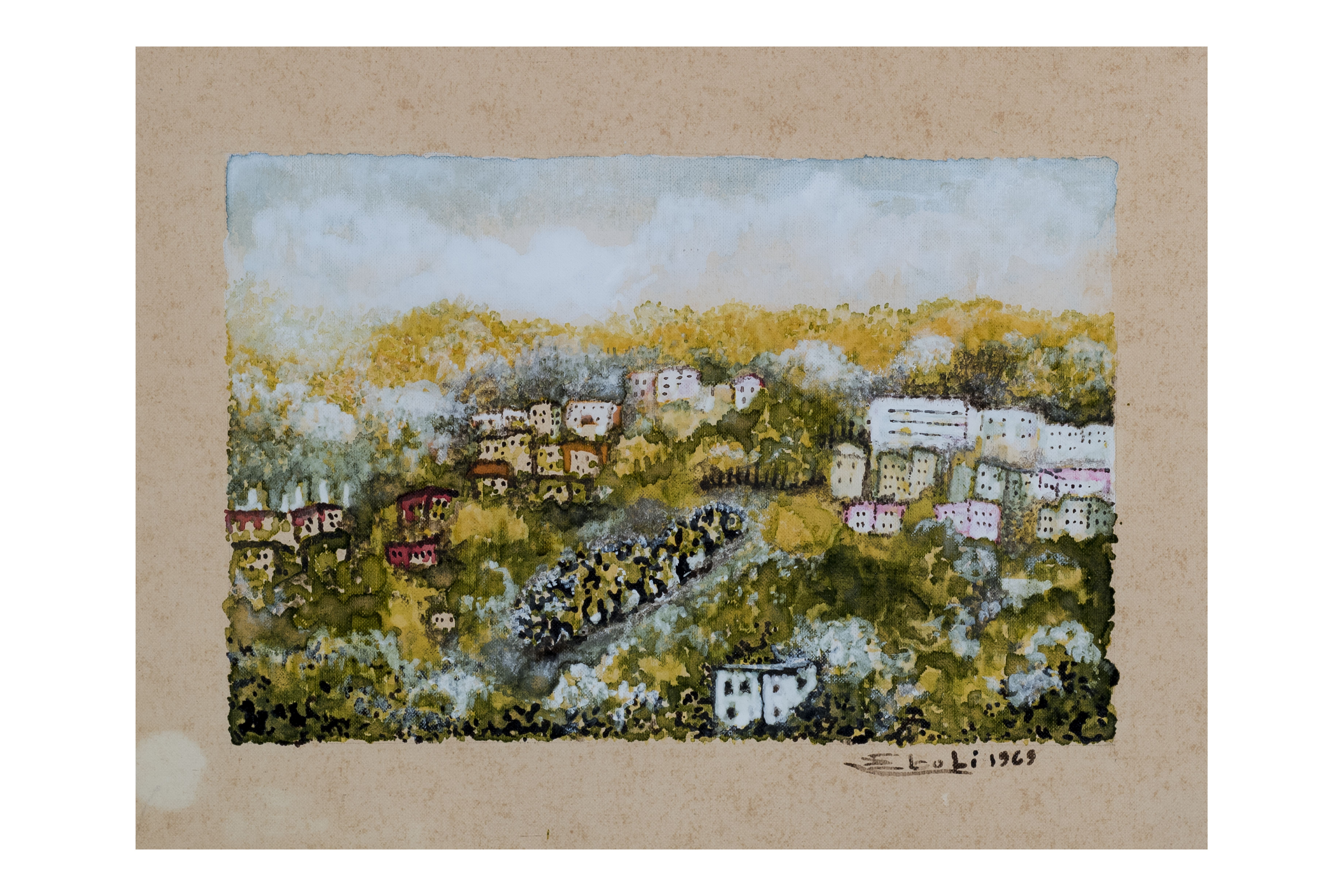 Colline di Vico Equense, Paesaggio (dipinto, opera isolata) di Eboli, Luigi (attribuito) (seconda metà XX)