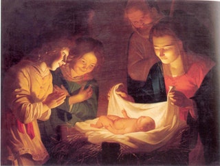 Adorazione del Bambino, Adorazione del Bambino (dipinto - olio su tela, opera isolata) di Malatesta Adeodato (attribuito) - ambito modenese (secondo quarto XIX)