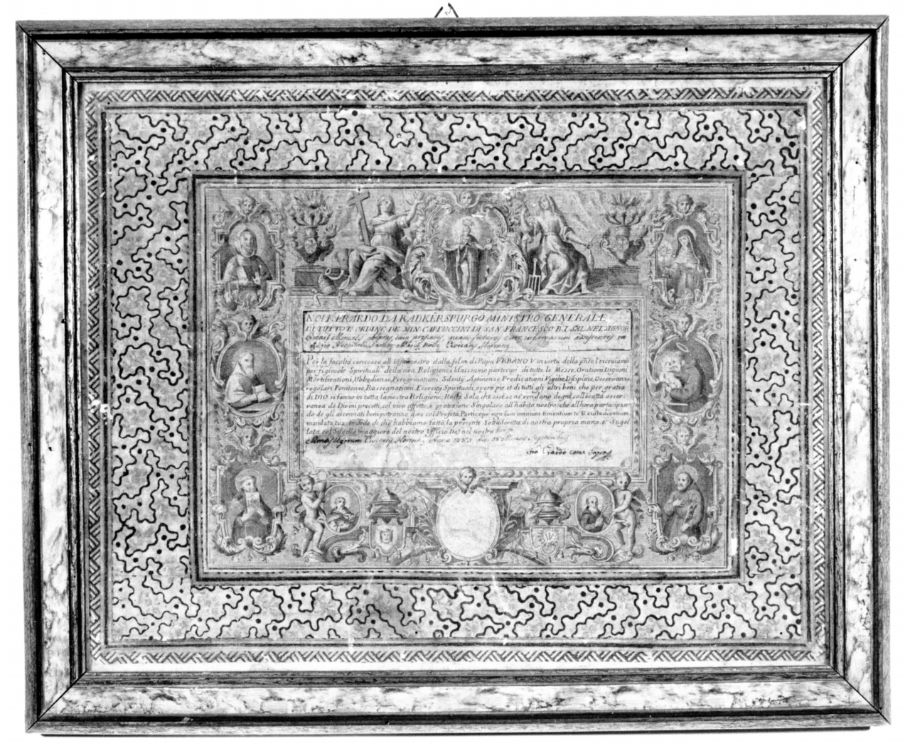 Immacolata Concezione tra Fede e Speranza, santi e sante (stampa) - ambito toscano (sec. XVIII)