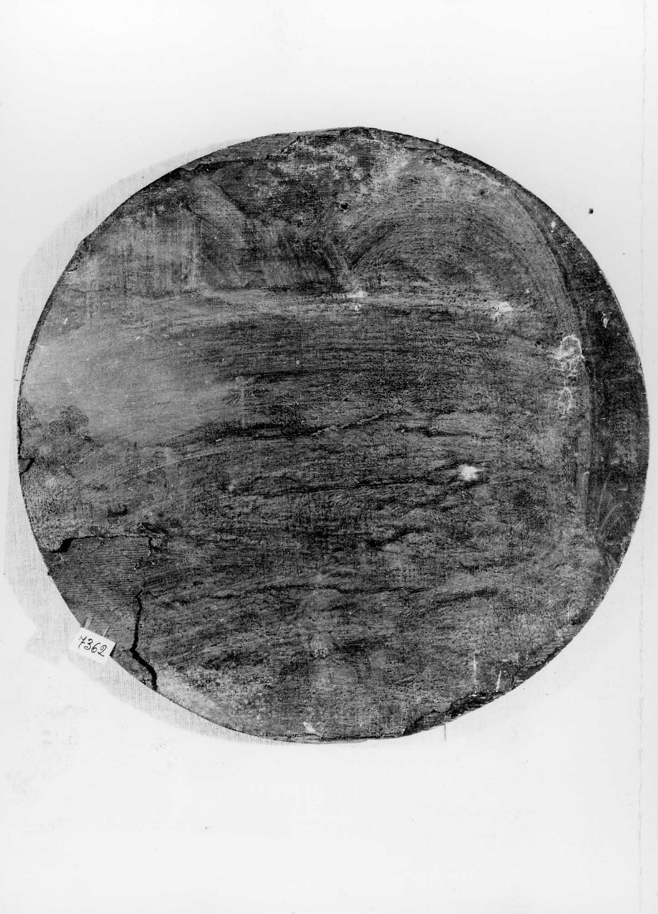 paesaggio con ruscello e figure (medaglia devozionale) - ambito fiammingo (?) (sec. XVII)