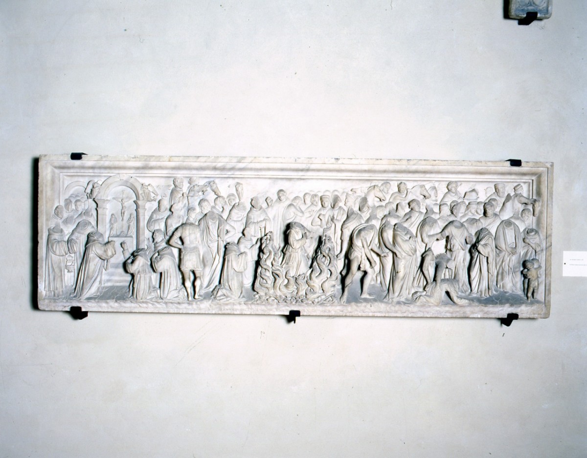 San Pietro Igneo alla prova del fuoco, San Pietro Igneo celebra la messa (rilievo) di Benedetto da Rovezzano (primo quarto sec. XVI)