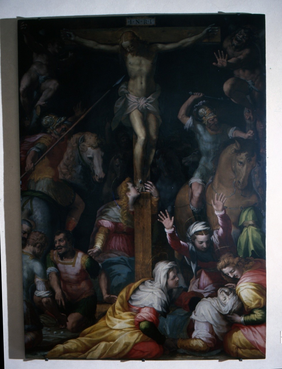 crocifissione di Cristo (dipinto) di Morandini Francesco detto Poppi (sec. XVI)