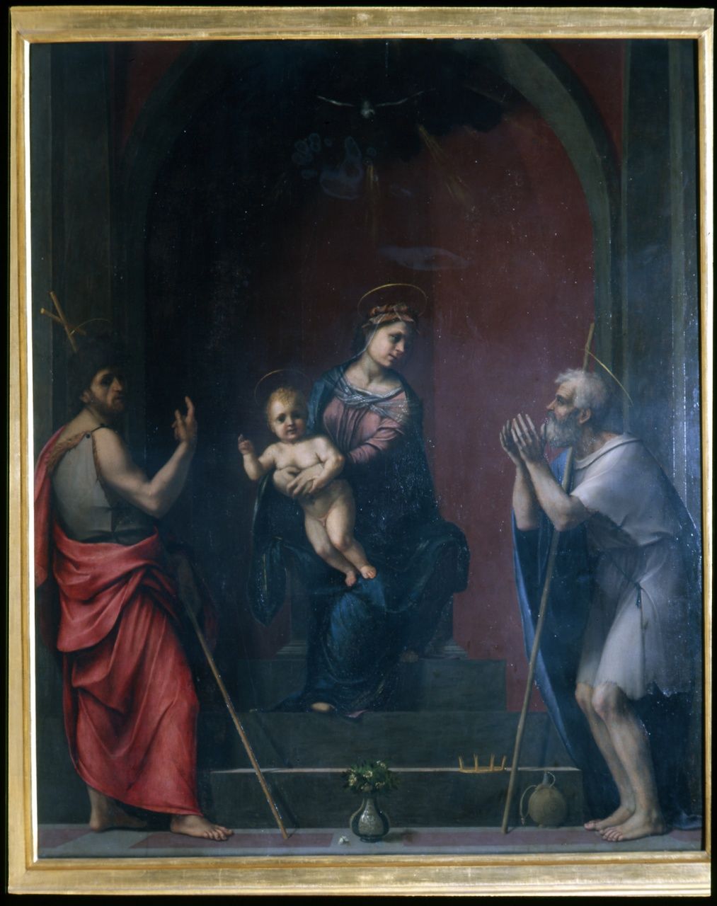 Madonna con Bambino tra San Giovanni Battista e San Giobbe (dipinto) di Franciabigio (primo quarto sec. XVI)