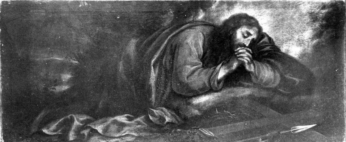 Cristo in meditazione degli strumenti della Passione (dipinto) - ambito fiorentino (sec. XVII)