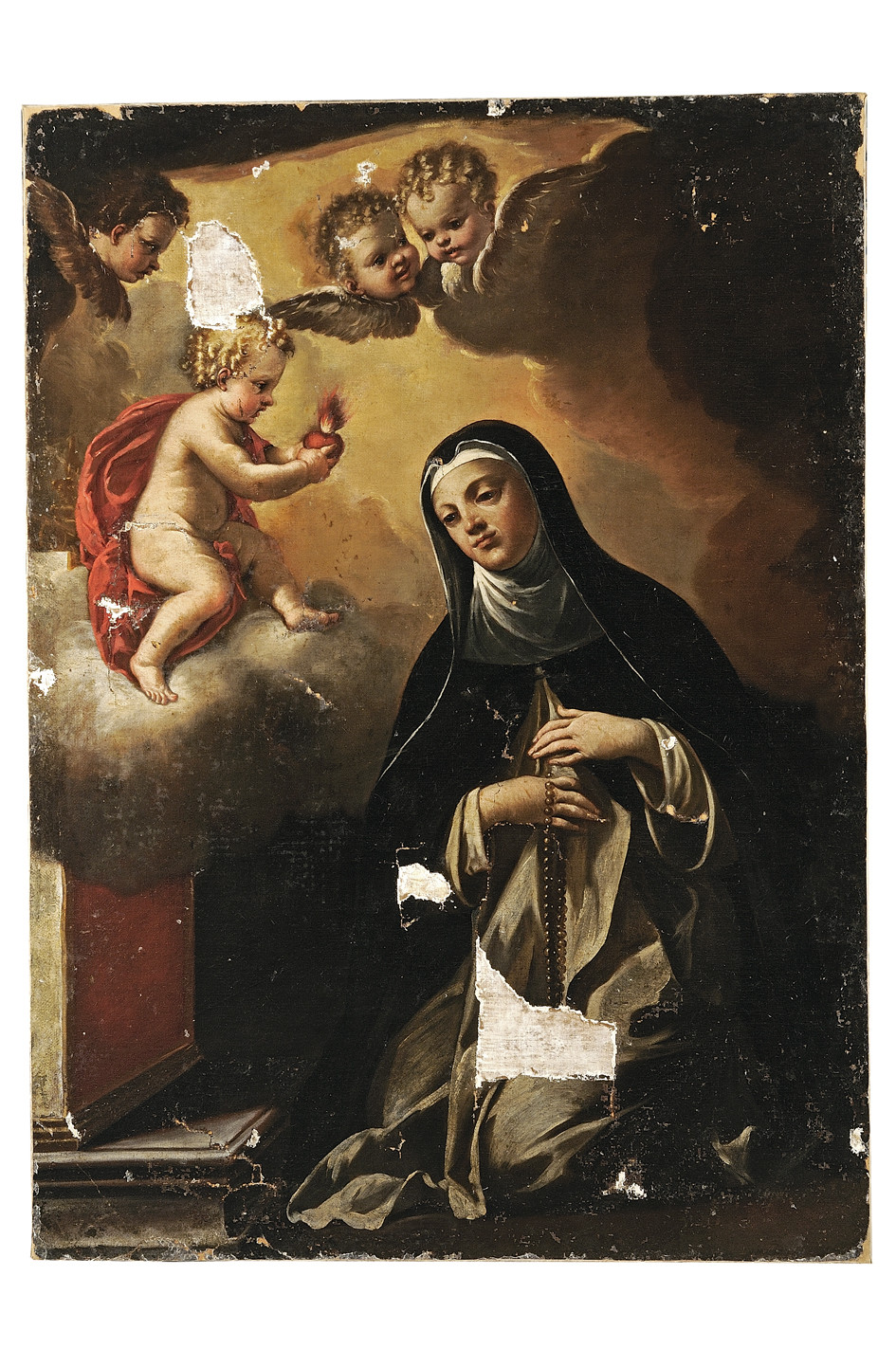 Santa Caterina da Siena ha la visione del Cuore di Gesù (dipinto) - ambito toscano (prima metà sec. XVIII)