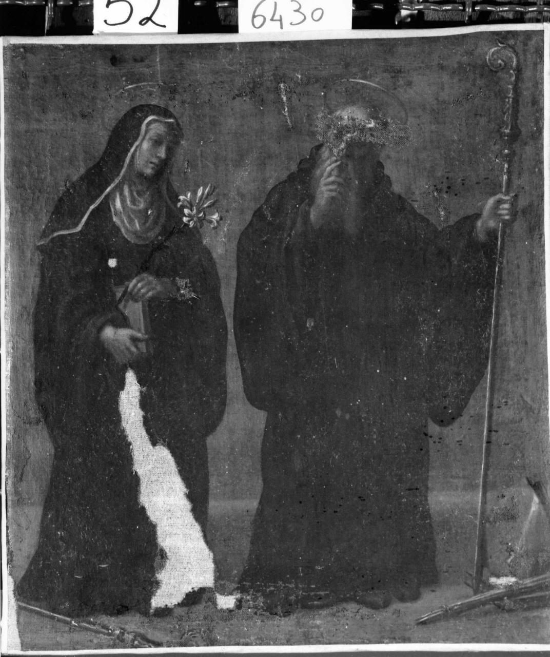 Santa Scolastica e San Benedetto (dipinto) di Curradi Francesco (sec. XVII)