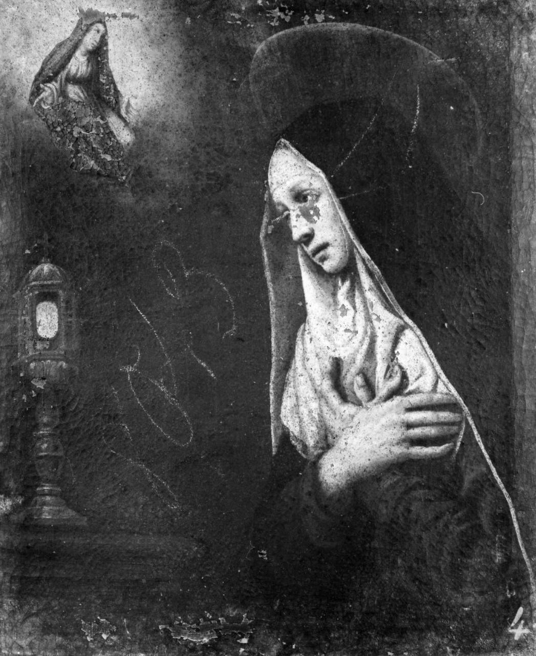 Santa Chiara (?) ha la visione della Madonna (dipinto) - ambito fiorentino (sec. XVII)