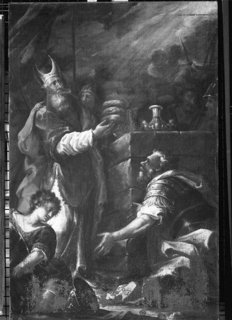 Melchisedec offre il pane ed il vino in un calice (dipinto) di Conti Francesco (attribuito) (sec. XVIII)