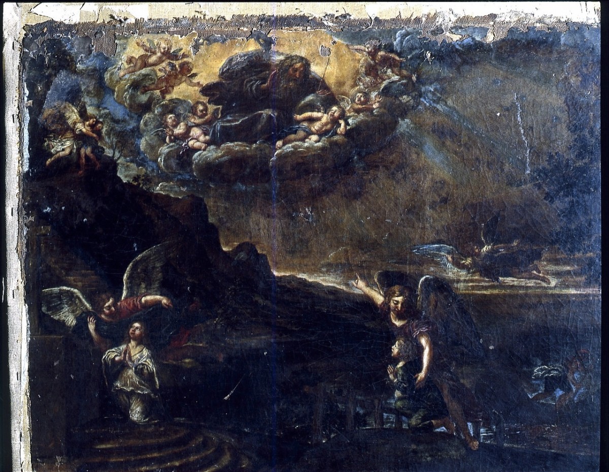 storie dell'angelo custode (dipinto) - ambito bolognese (sec. XVII)