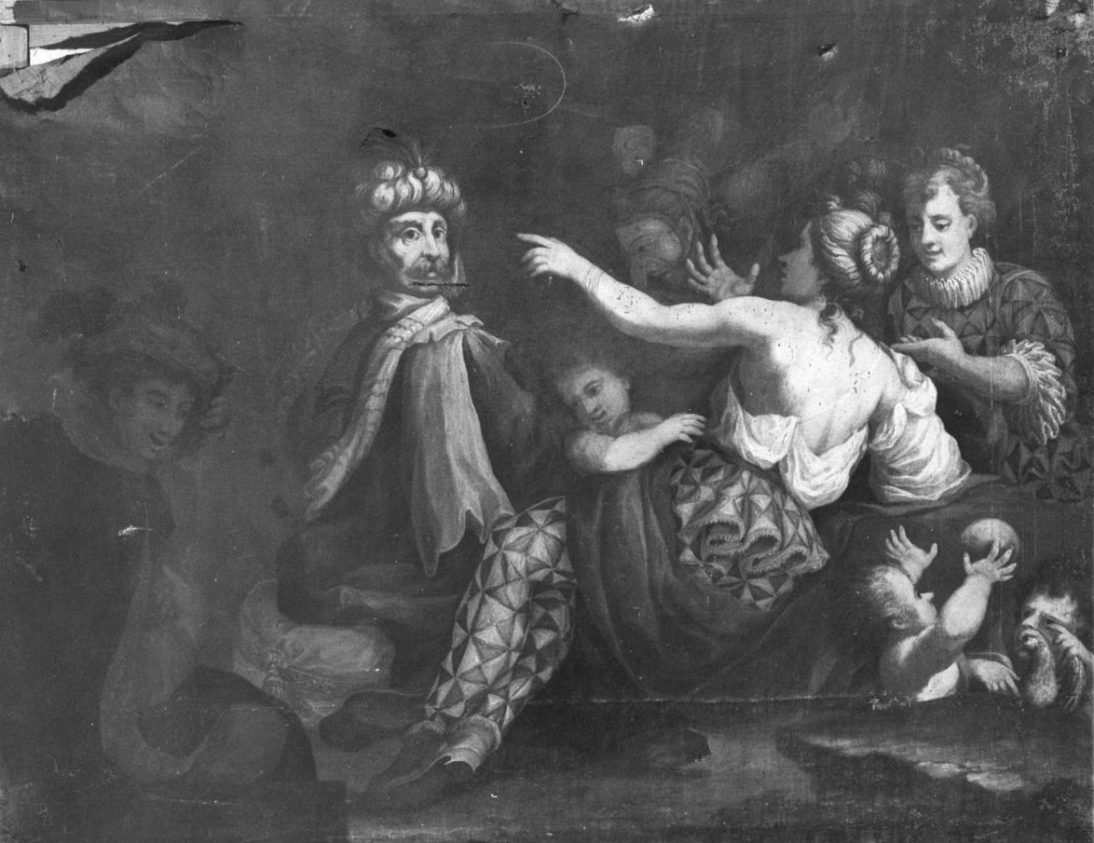 scena di commedia dell'arte (dipinto) di Paolini Pietro (maniera) (sec. XVII)