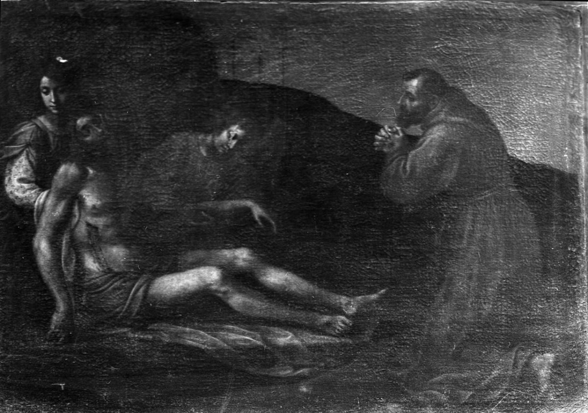 compianto sul Cristo morto con San Francesco d'Assisi (dipinto) di Curradi Francesco (attribuito) (secondo quarto sec. XVII)