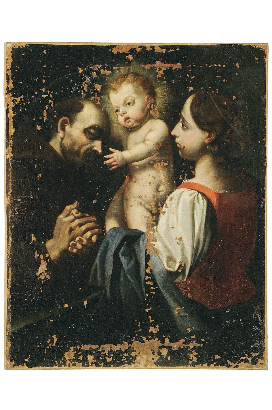 Madonna con Bambino e Santo frate (dipinto) - ambito emiliano (prima metà sec. XVII)