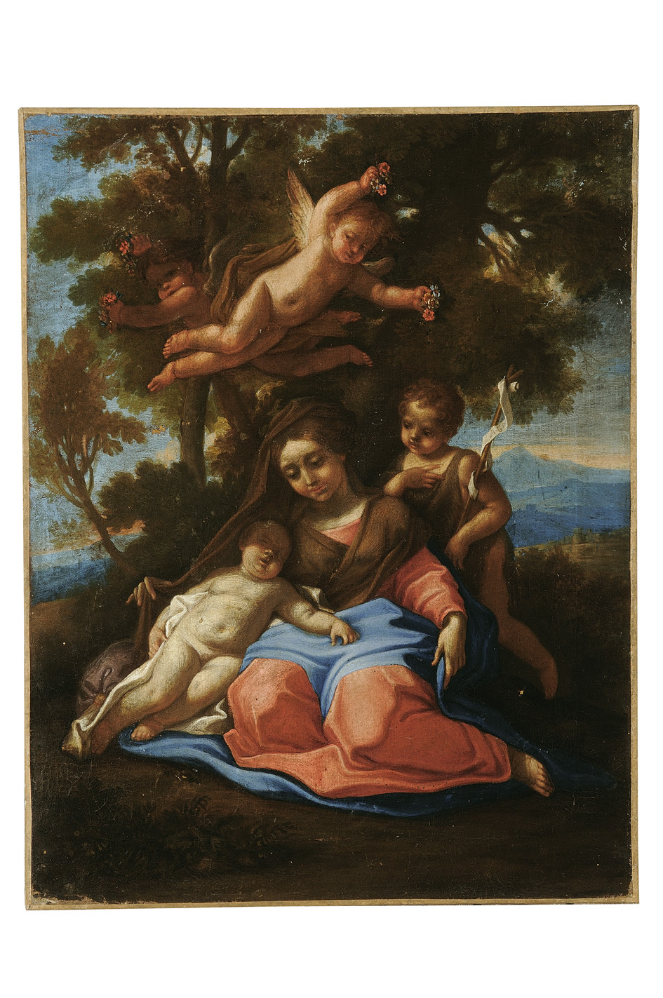 Madonna con Bambino e San Giovannino (dipinto) - ambito Italia centrale (sec. XVII)