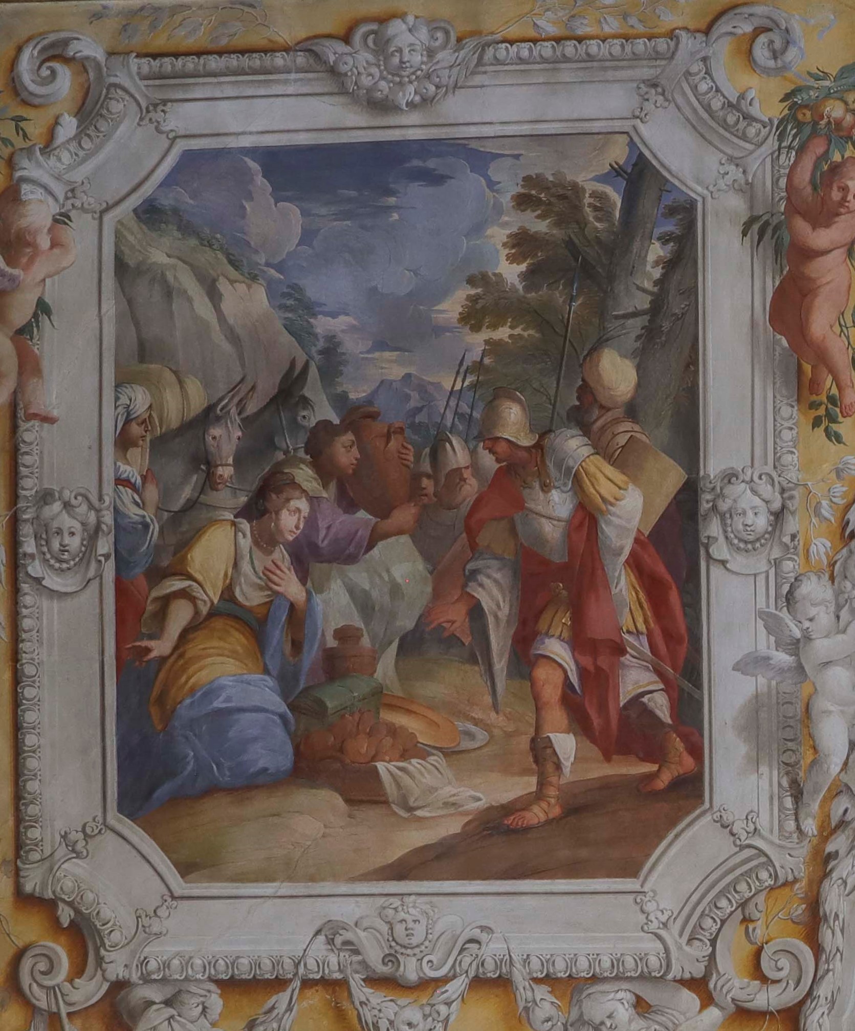 Davide e Abigail, Storie Bibliche (dipinto, elemento d'insieme) di Primon, Michele (attribuito) - ambito veneto (ultimo quarto XVIII)