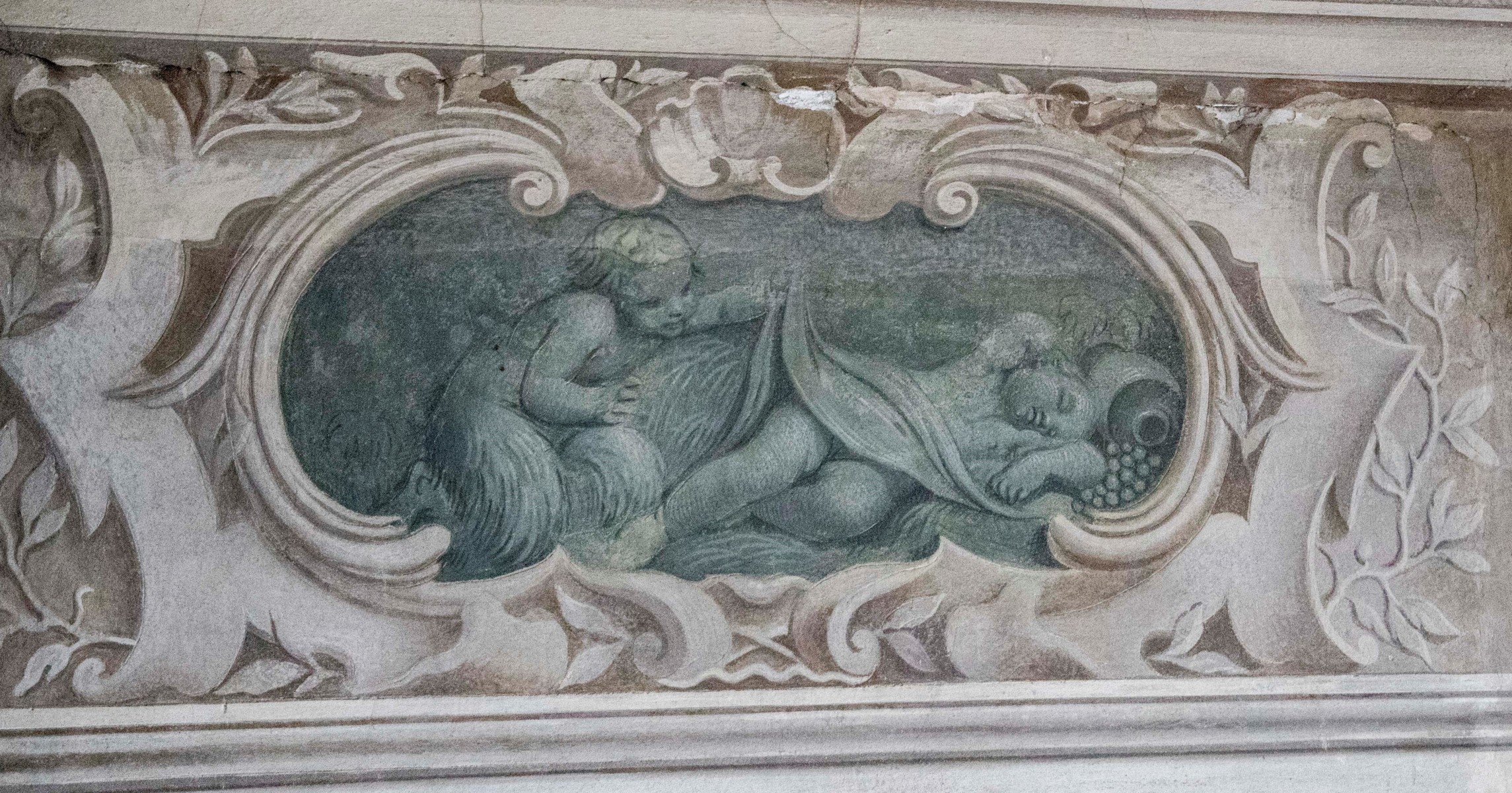 Satiro e ninfa, Scena mitologica (dipinto, elemento d'insieme) di Louis Dorigny (attribuito) - ambito veneto (fine/ inizio XVII/XVIII)