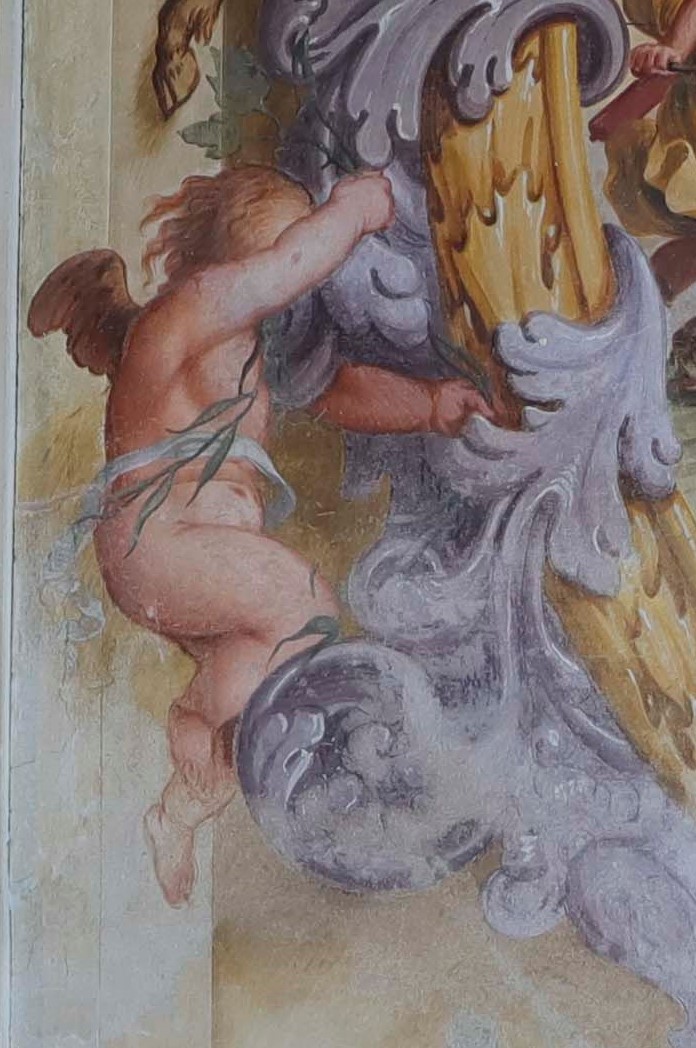 Putto (dipinto, elemento d'insieme) di Primon, Michele (attribuito) - ambito veneto (ultimo quarto XVII)