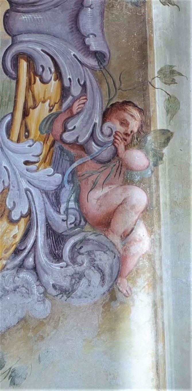 Putto (dipinto, elemento d'insieme) di Primon, Michele (attribuito) - ambito veneto (ultimo quarto XVII)
