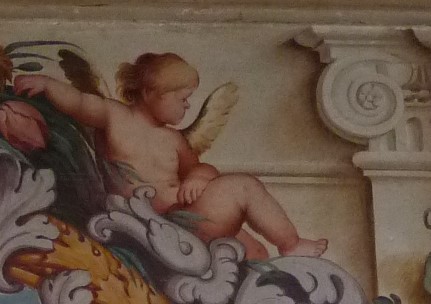 Putto (dipinto, elemento d'insieme) di Primon, Michele (attribuito) - ambito veneto (ultimo quarto XVII)