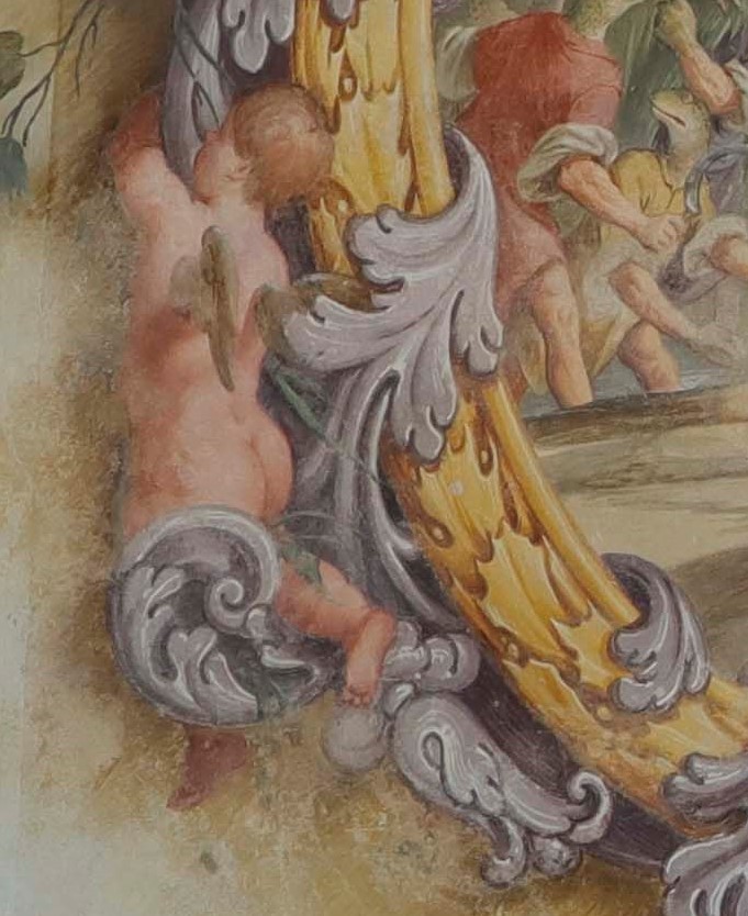 Putto (dipinto, elemento d'insieme) di Primon, Michele (attribuito) - ambito veneto (ultimo quarto XVII)