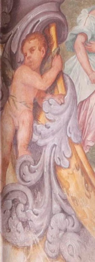 Putto (dipinto, elemento d'insieme) di Primon, Michele (attribuito) - ambito veneto (ultimo quarto XVII)