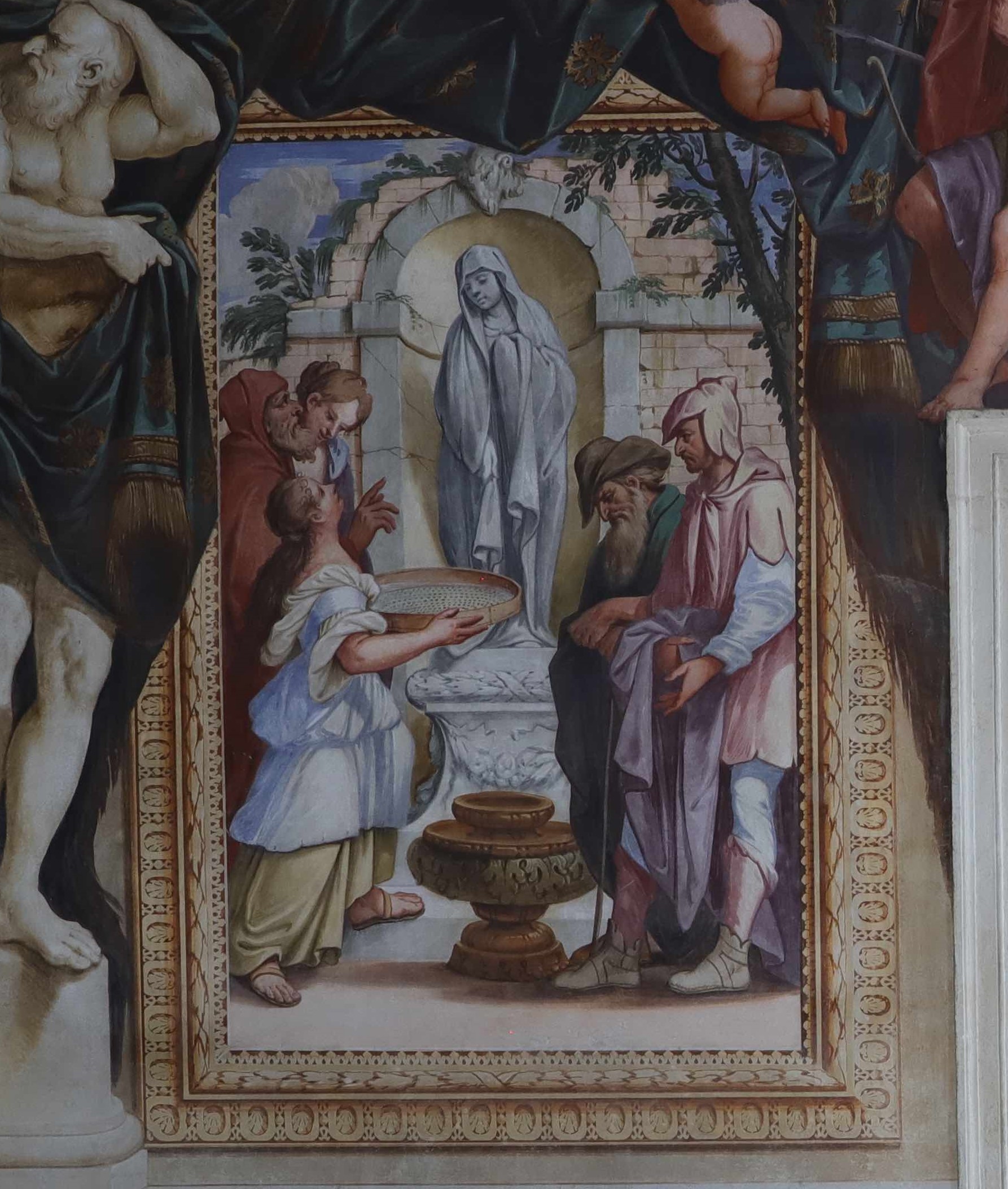 Vestale Tuccia, Storie romane (dipinto, elemento d'insieme) di Primon, Michele (attribuito) - ambito veneto (ultimo quarto XVII)