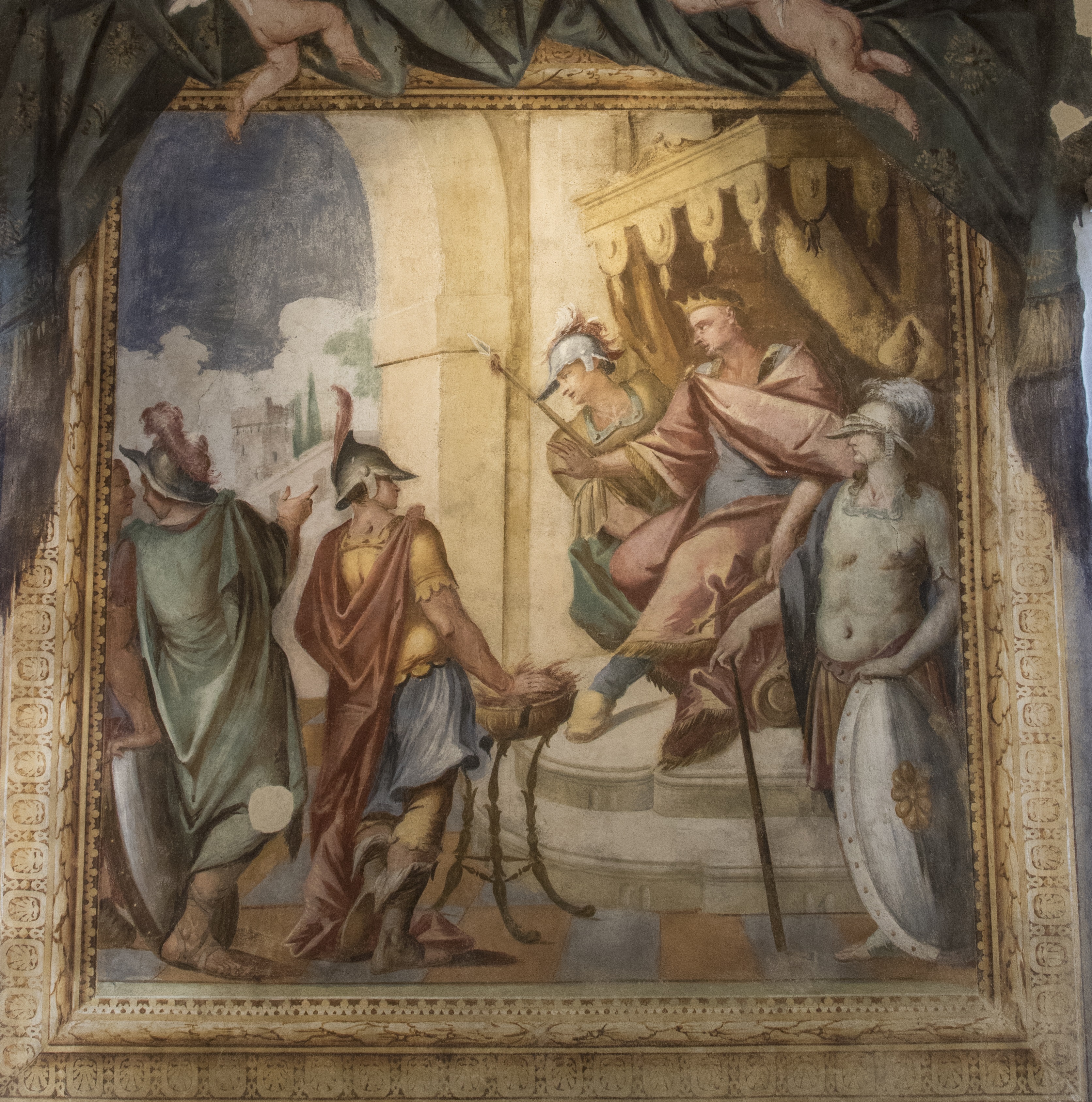 Muzio Scevola, Storie romane (dipinto, elemento d'insieme) di Primon, Michele (attribuito) - ambito veneto (ultimo quarto XVII)