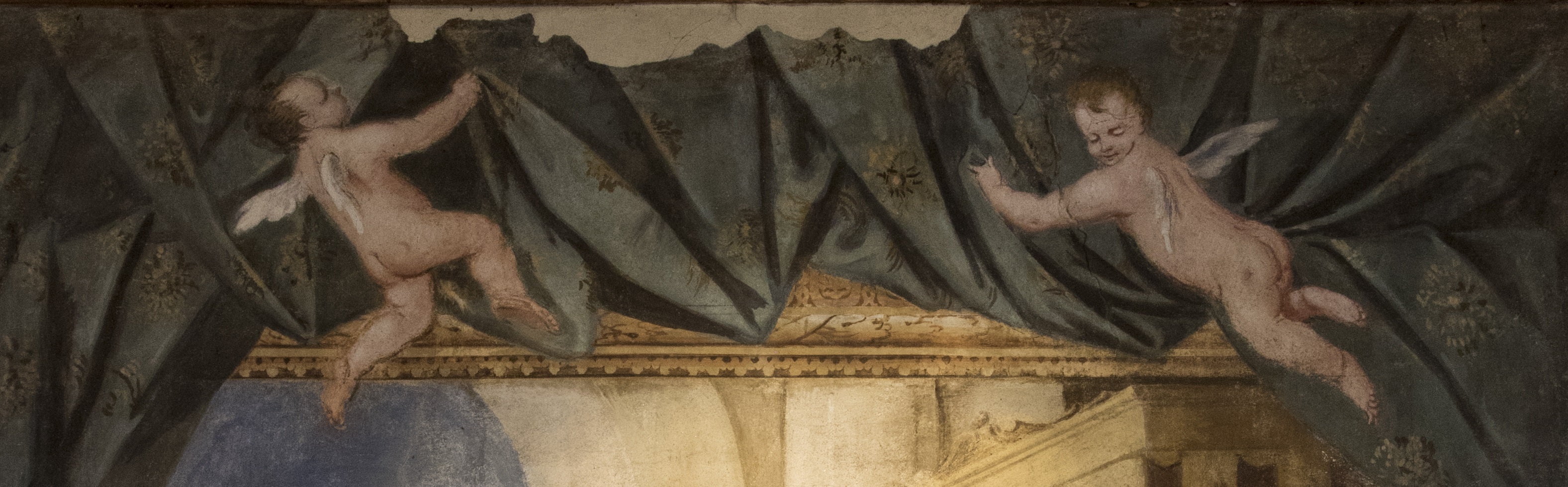 Putto alato (dipinto, elemento d'insieme) di Primon, Michele (attribuito) - ambito veneto (ultimo quarto XVII)
