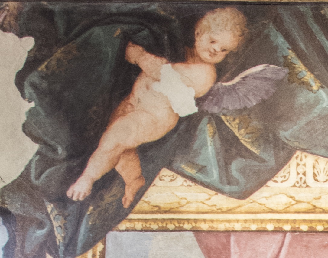 Putto alato (dipinto, elemento d'insieme) di Primon, Michele (attribuito) - ambito veneto (ultimo quarto XVII)