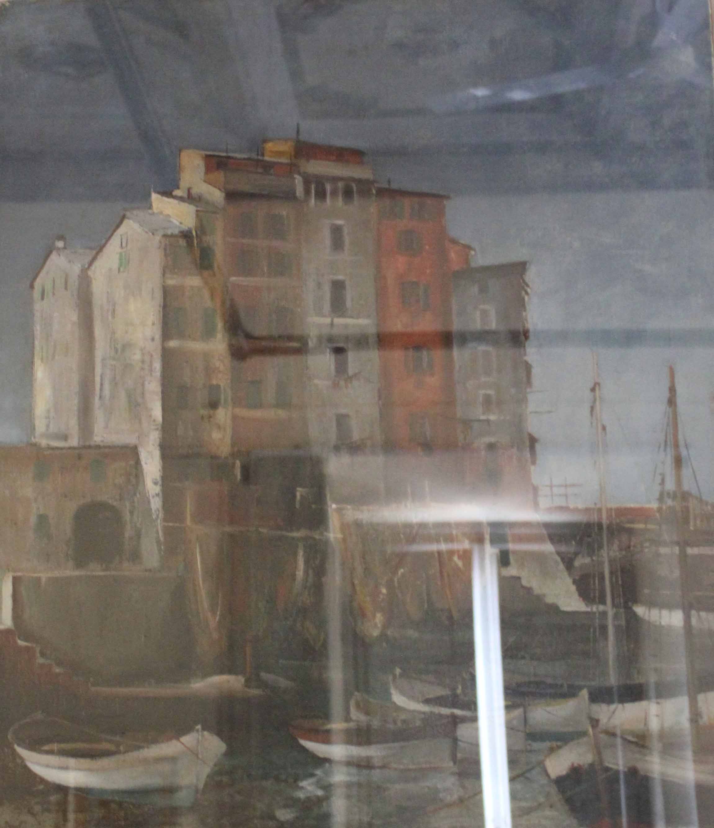 Paesaggio con barche, Paesaggio con barche (dipinto, opera isolata) di Ignoto (attribuito) - ambito toscano (XX)