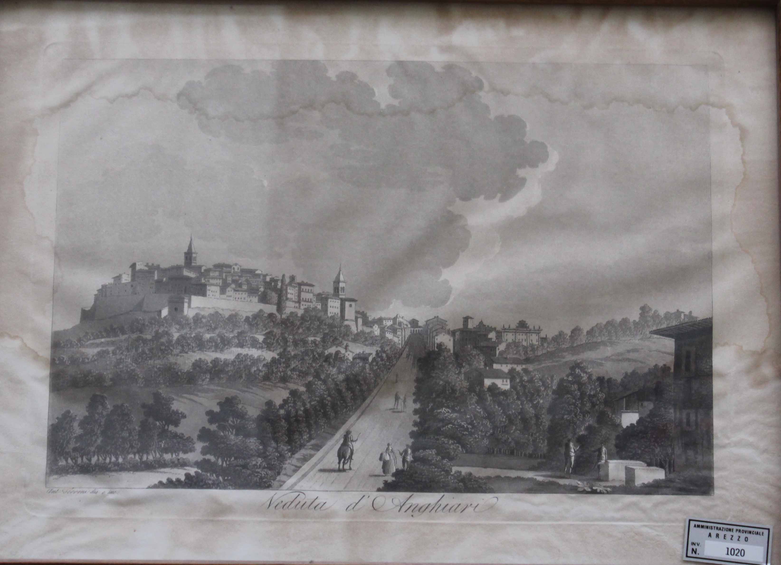 Veduta di Anghiari, Veduta di Anghiari (stampa, elemento d'insieme) di Del Durand, Andrè (attribuito) - ambito francese (XX)