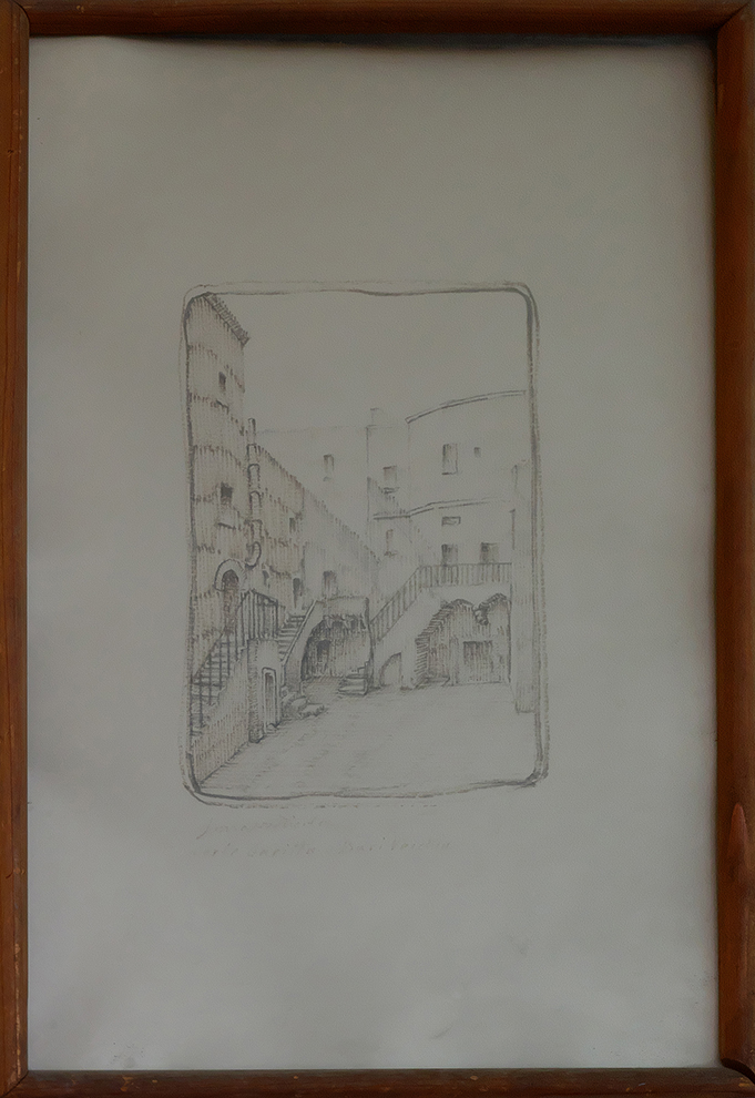 Corte Garitta. Bari vecchia, Cortile città vecchia (disegno) di Lanave Nicola (sec. XX)